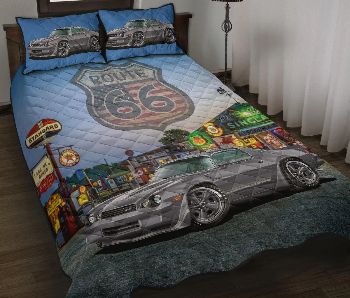 1981 Chevy Camaro Gray Route 66 Quilt Set