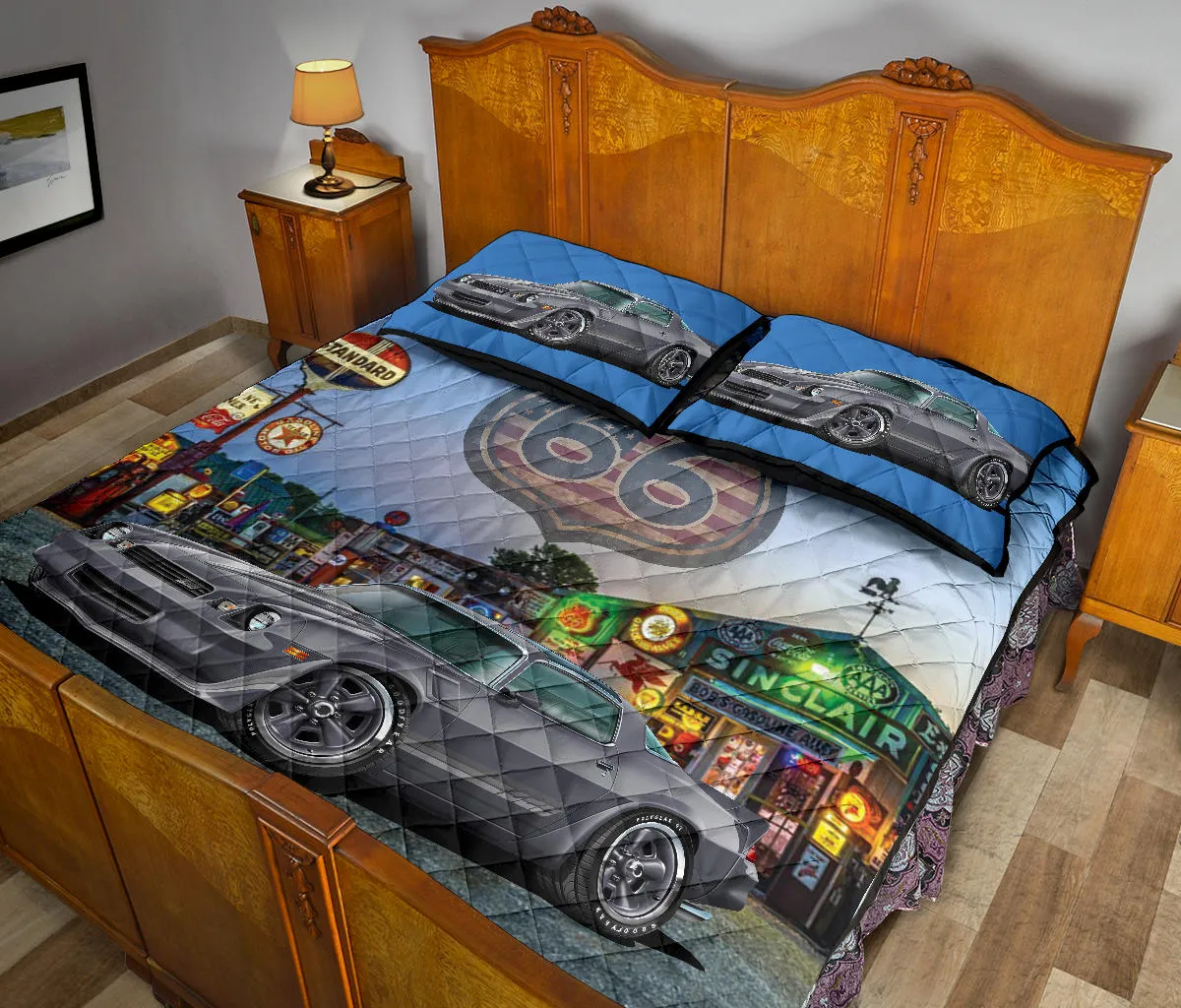 1981 Chevy Camaro Gray Route 66 Quilt Set