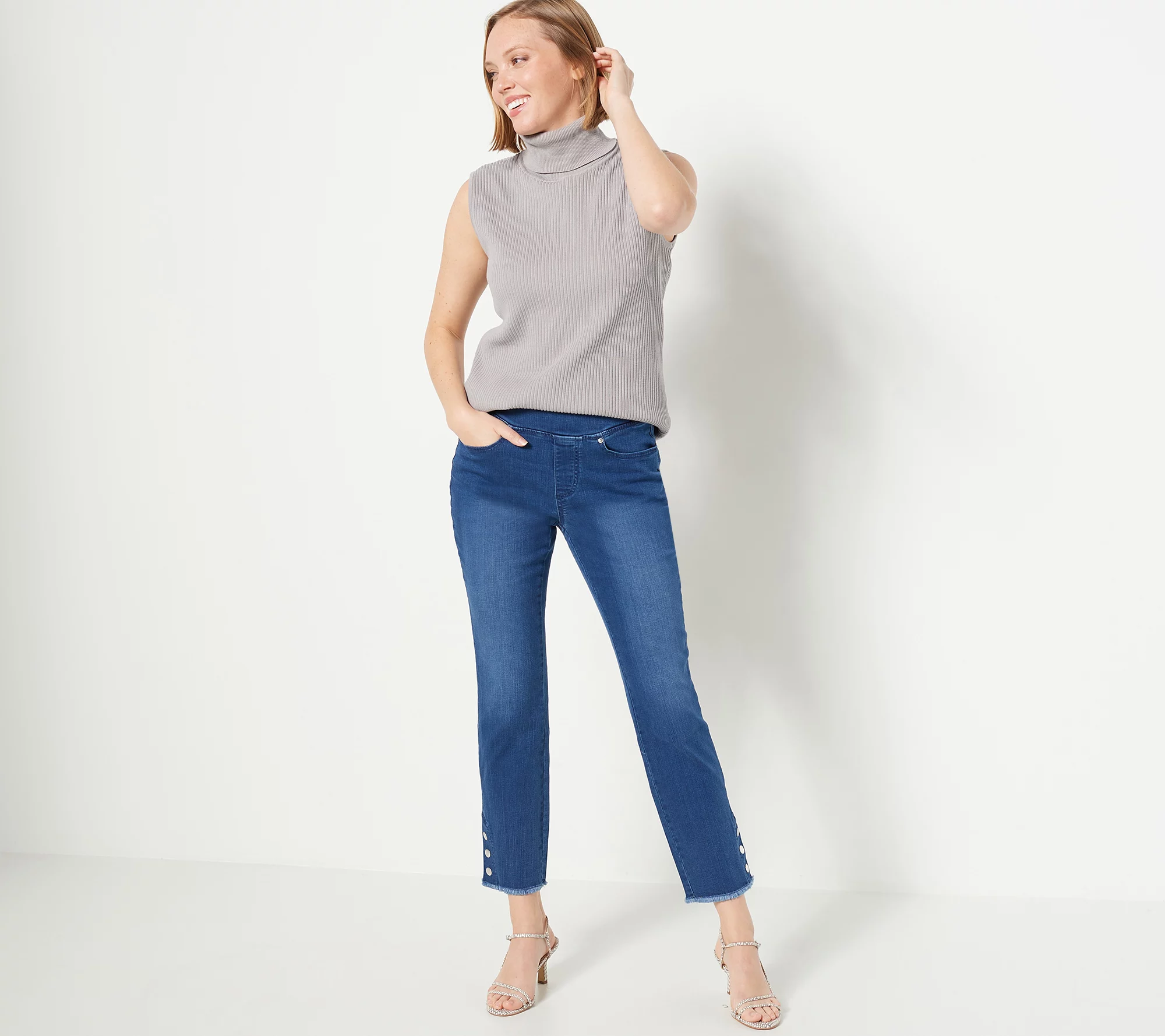 "As Is" Belle by Kim Gravel Petite TripleLuxe Denim Jeans