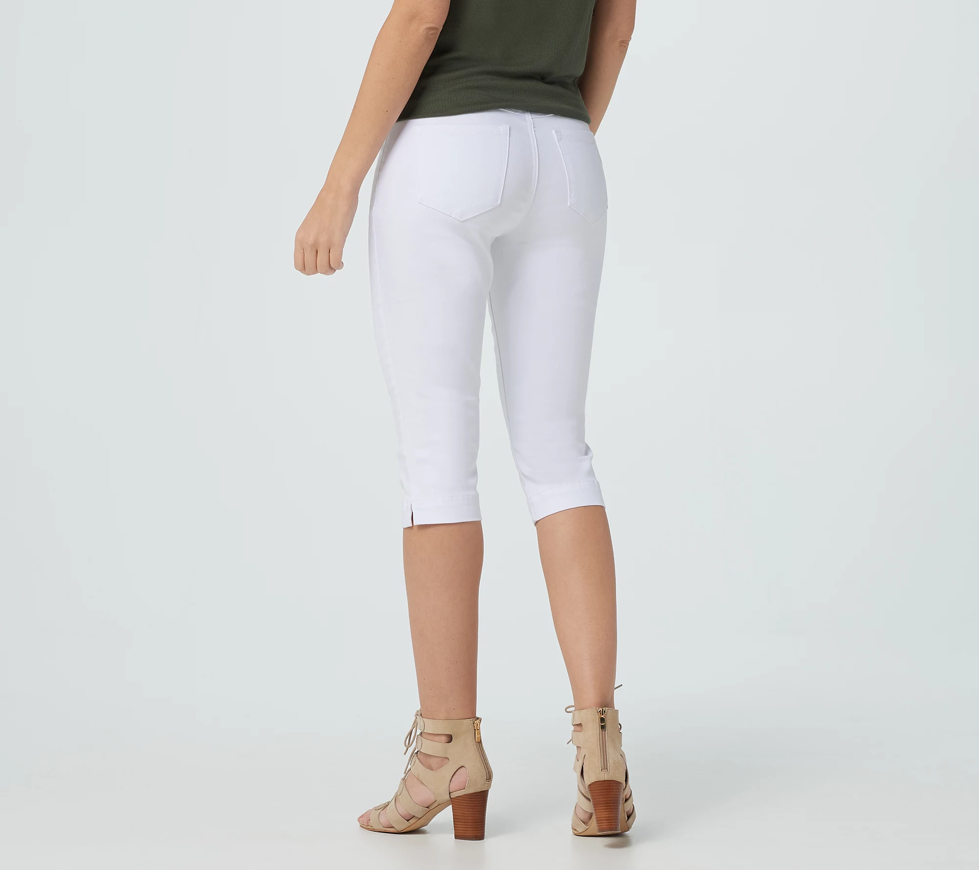 "As Is" Laurie Felt White Silky Denim Pedal Pusher Pull-On Jeans