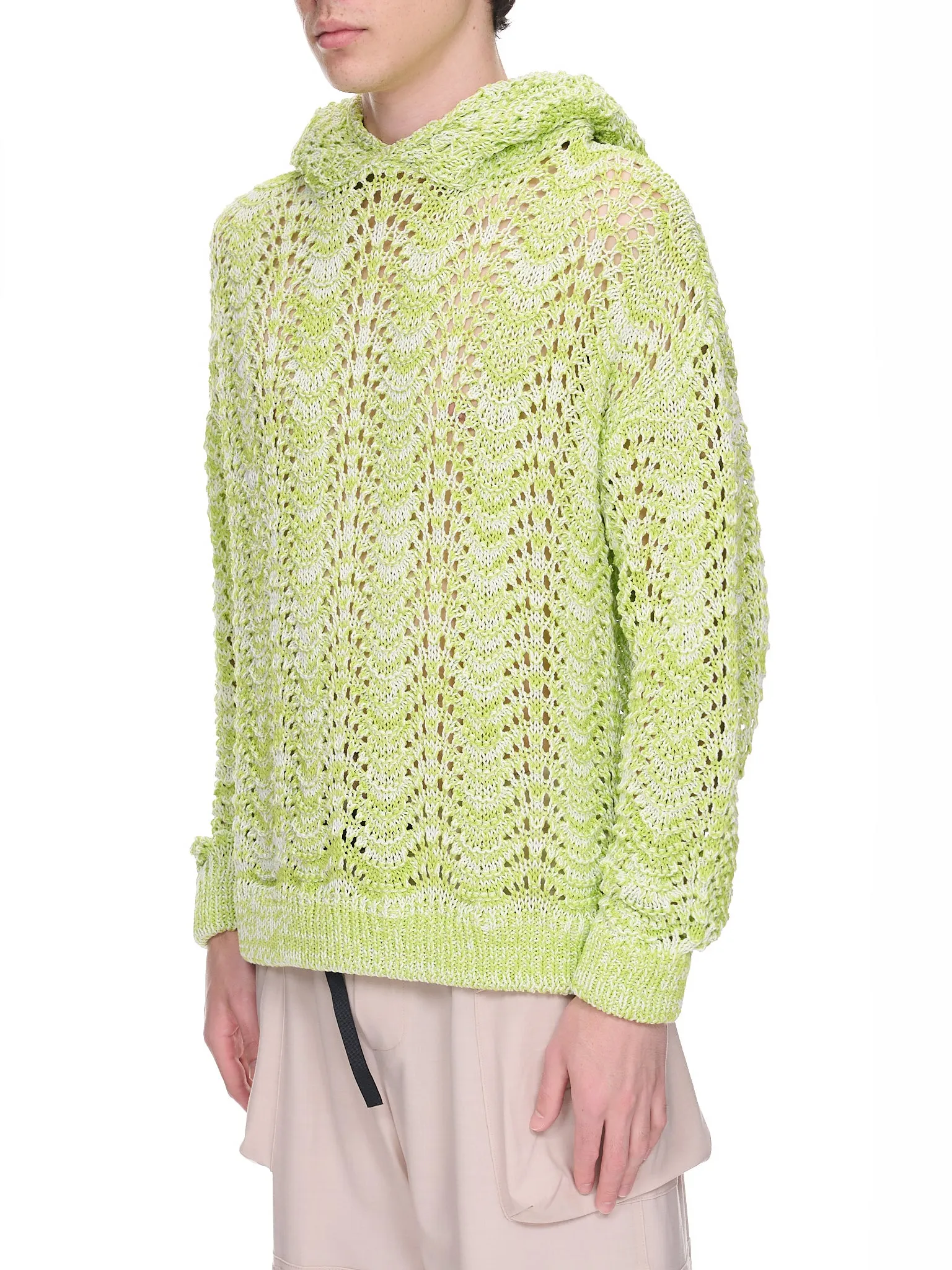 Acid Knit Hoodie (KN009-ACID-GREEN-IVORY)