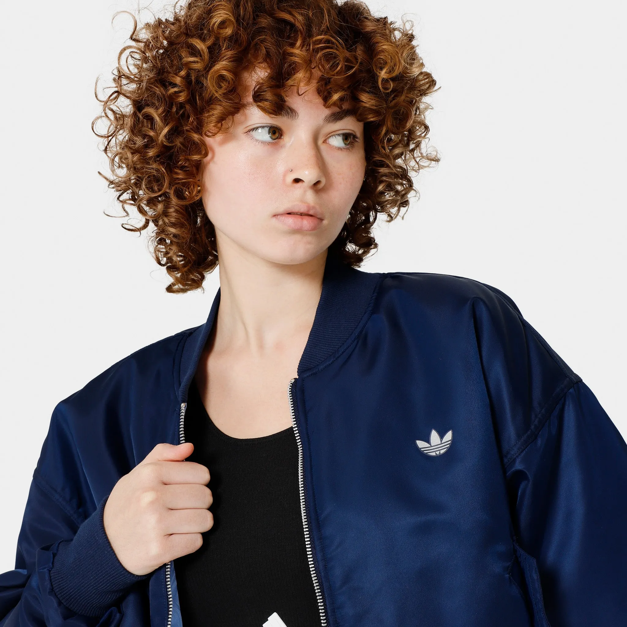 adidas Originals Women's Reversible Crop Bomber Jacket Night Indigo / Blue Fusion