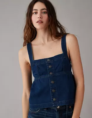 AE AE Sleeveless Denim Babydoll Top