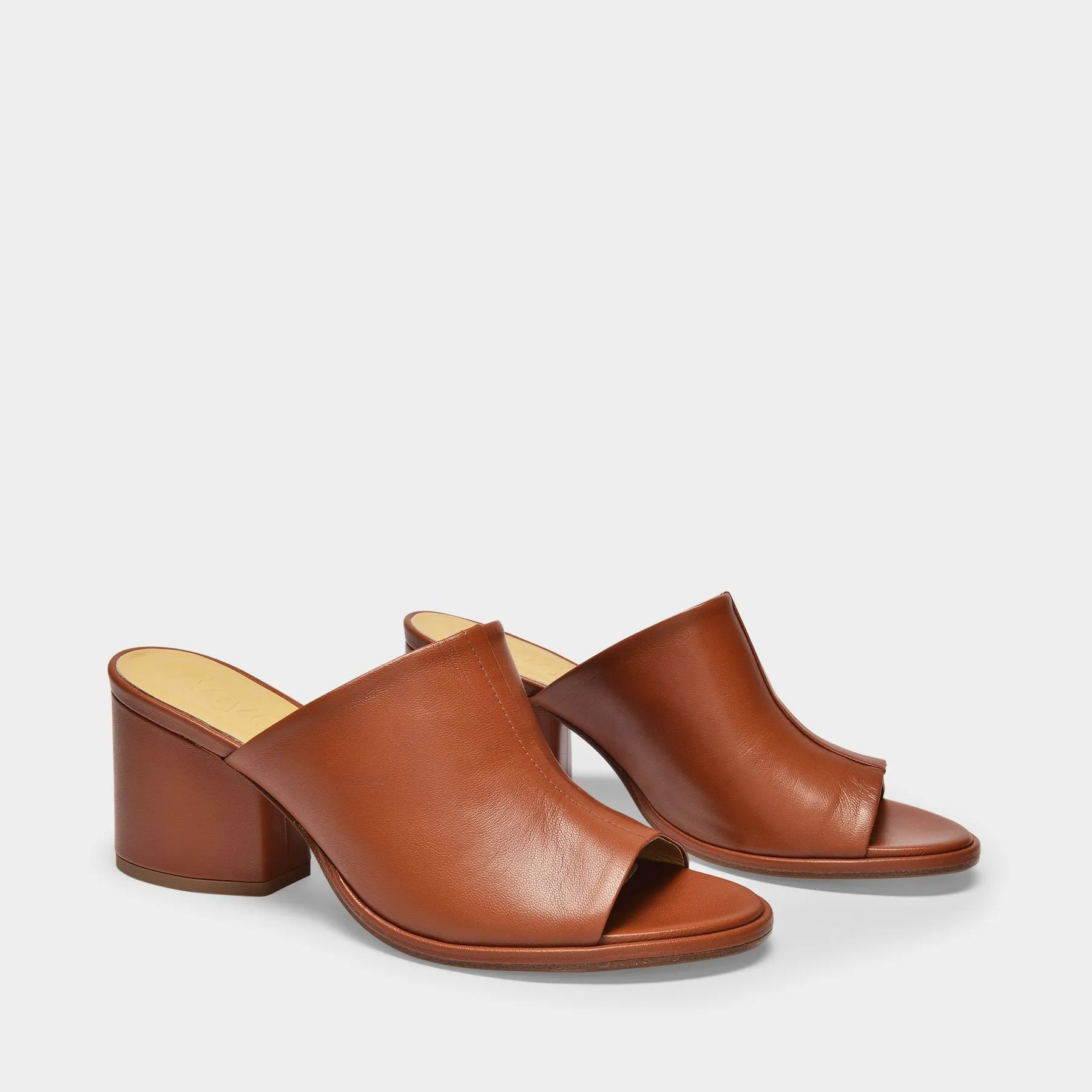 Aeyde  Amanda Mules in Brown Leather