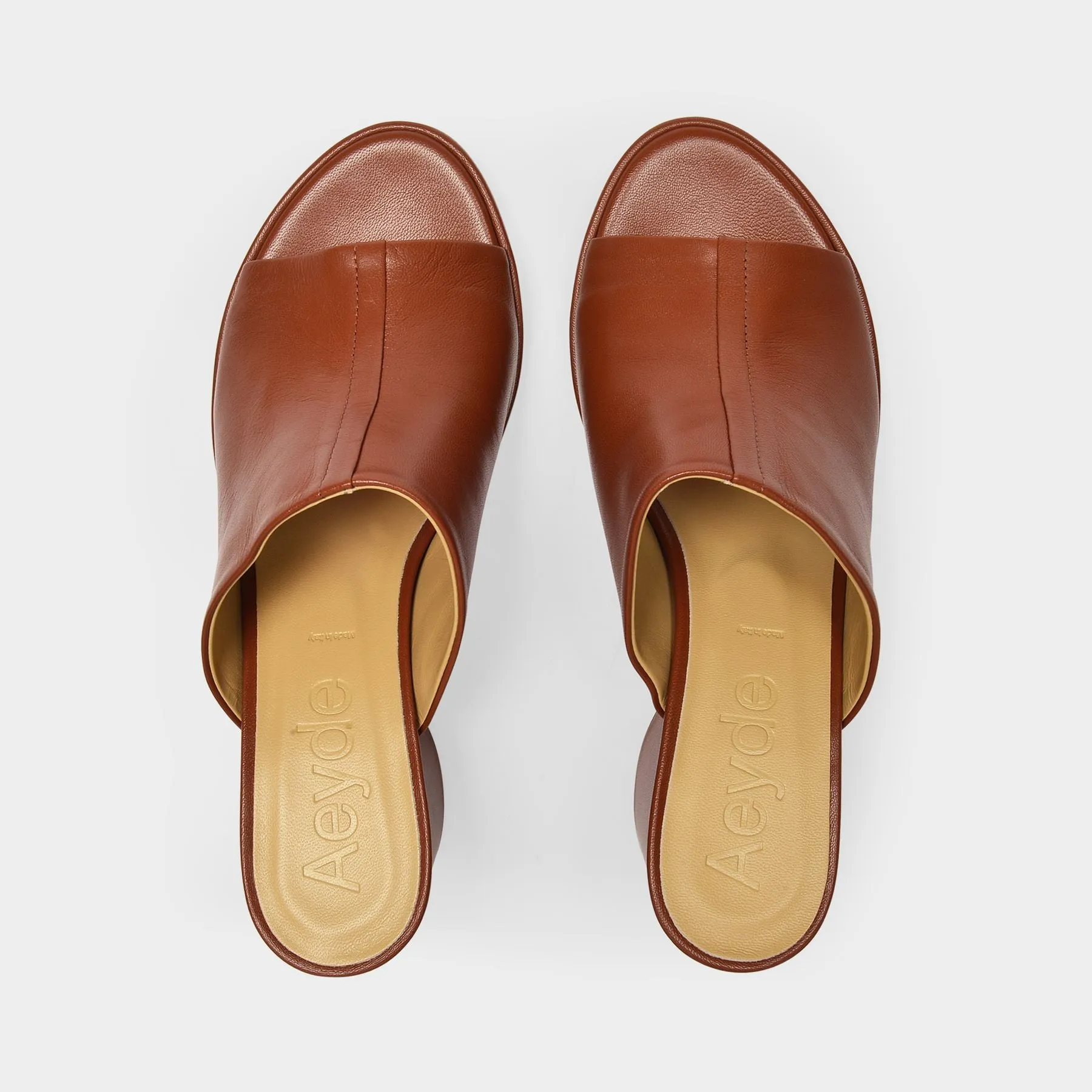 Aeyde  Amanda Mules in Brown Leather