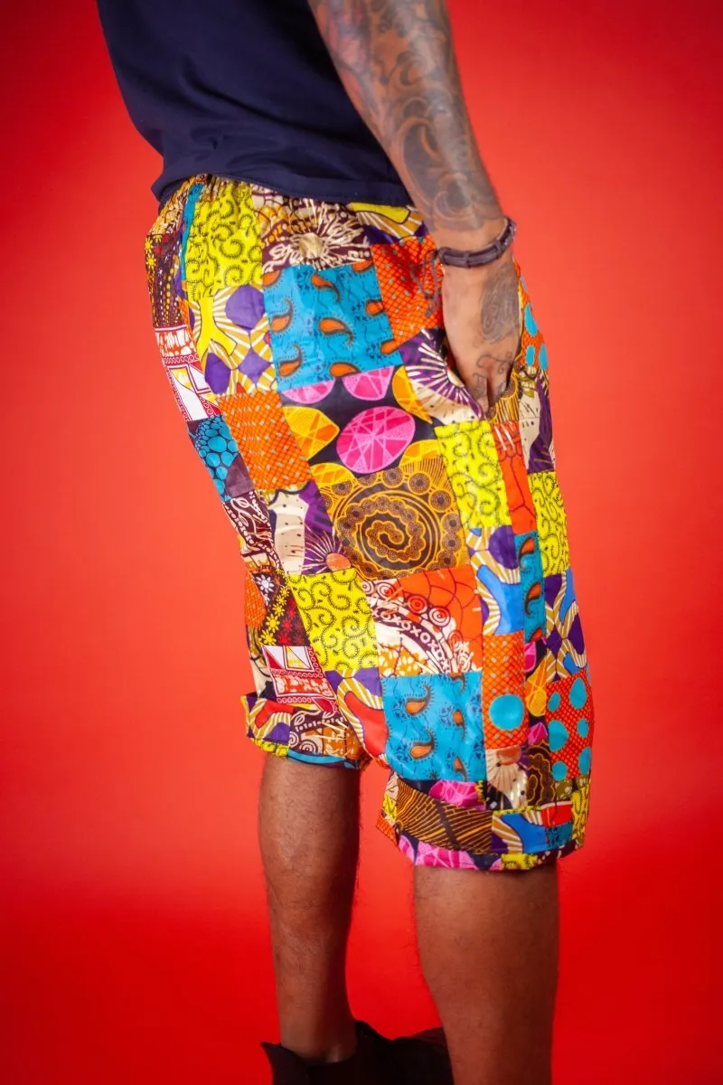 African Patchwork Shorts - Festival Shorts