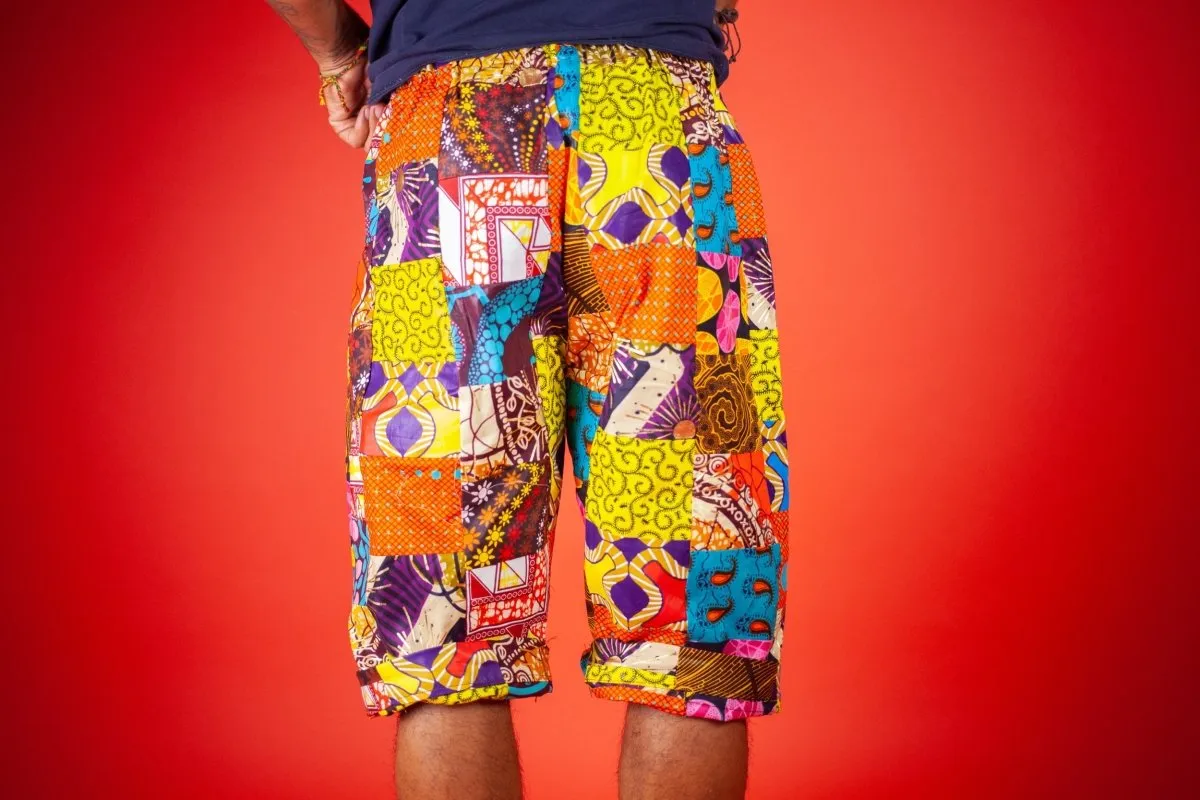 African Patchwork Shorts - Festival Shorts