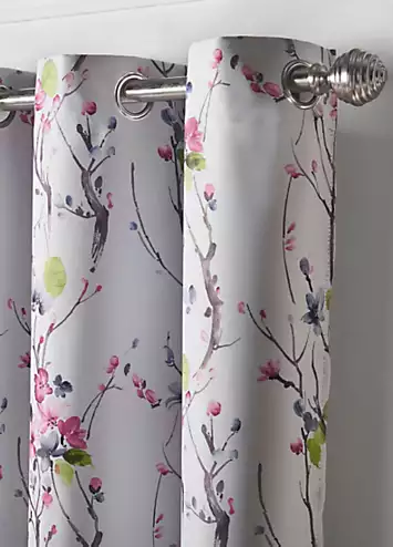 Alan Symonds Sakura Blossom Blackout Pair of Eyelet Curtains | Kaleidoscope