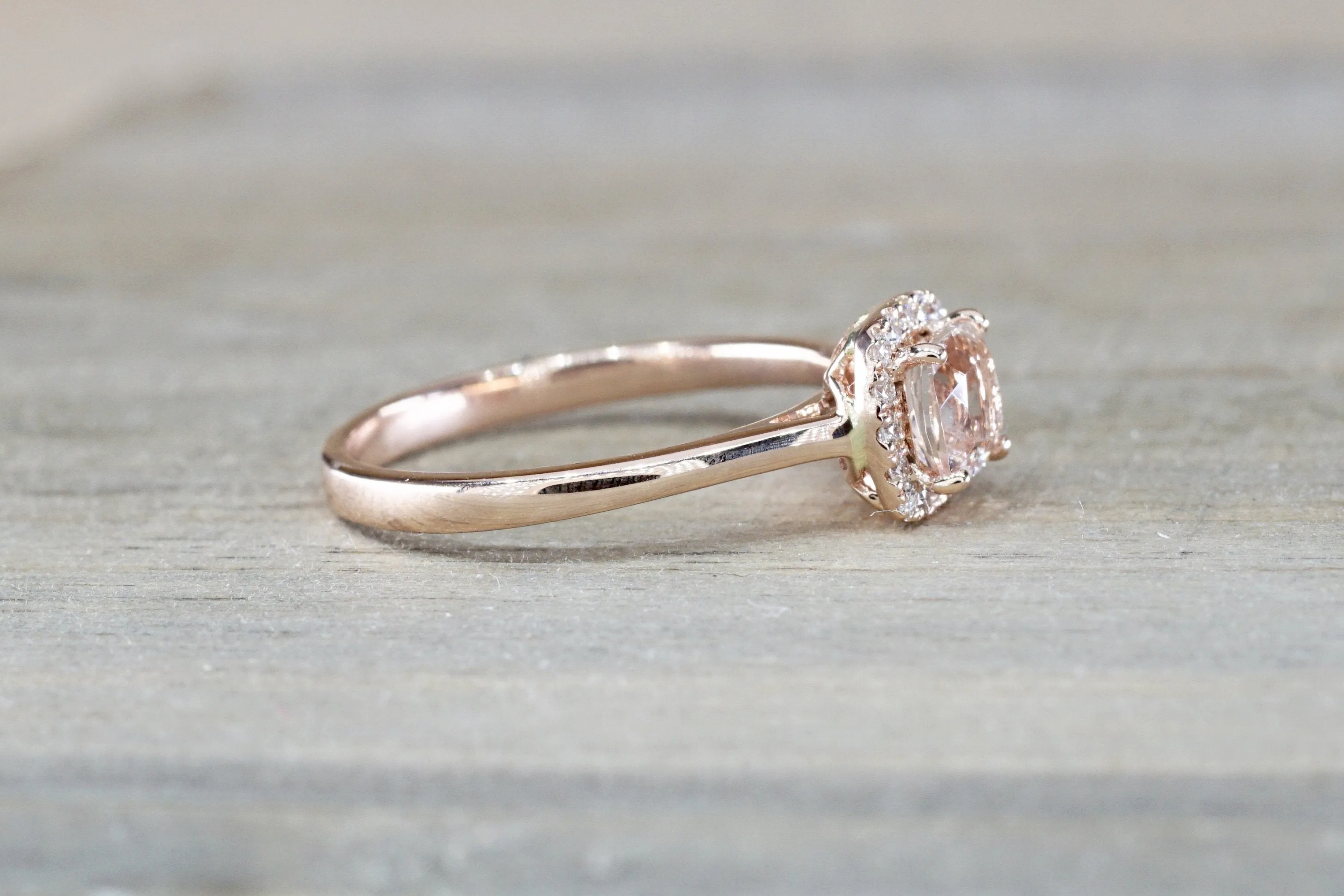 Andrea Halo Solitaire 5mm Cushion Morganite M3021