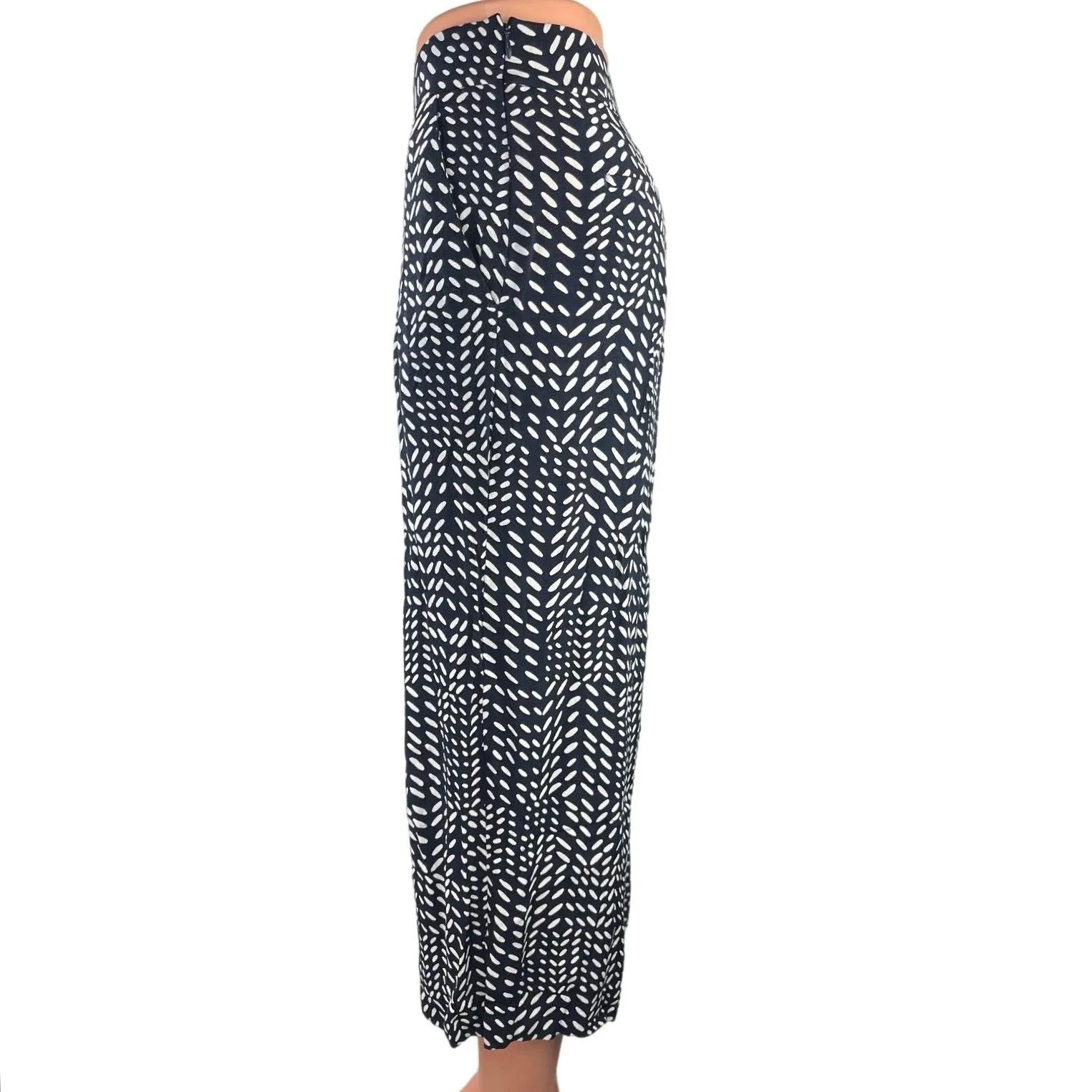 Ann Taylor LOFT Women's Black Geometric Print High Rise Cropped Wide Leg Pants 6