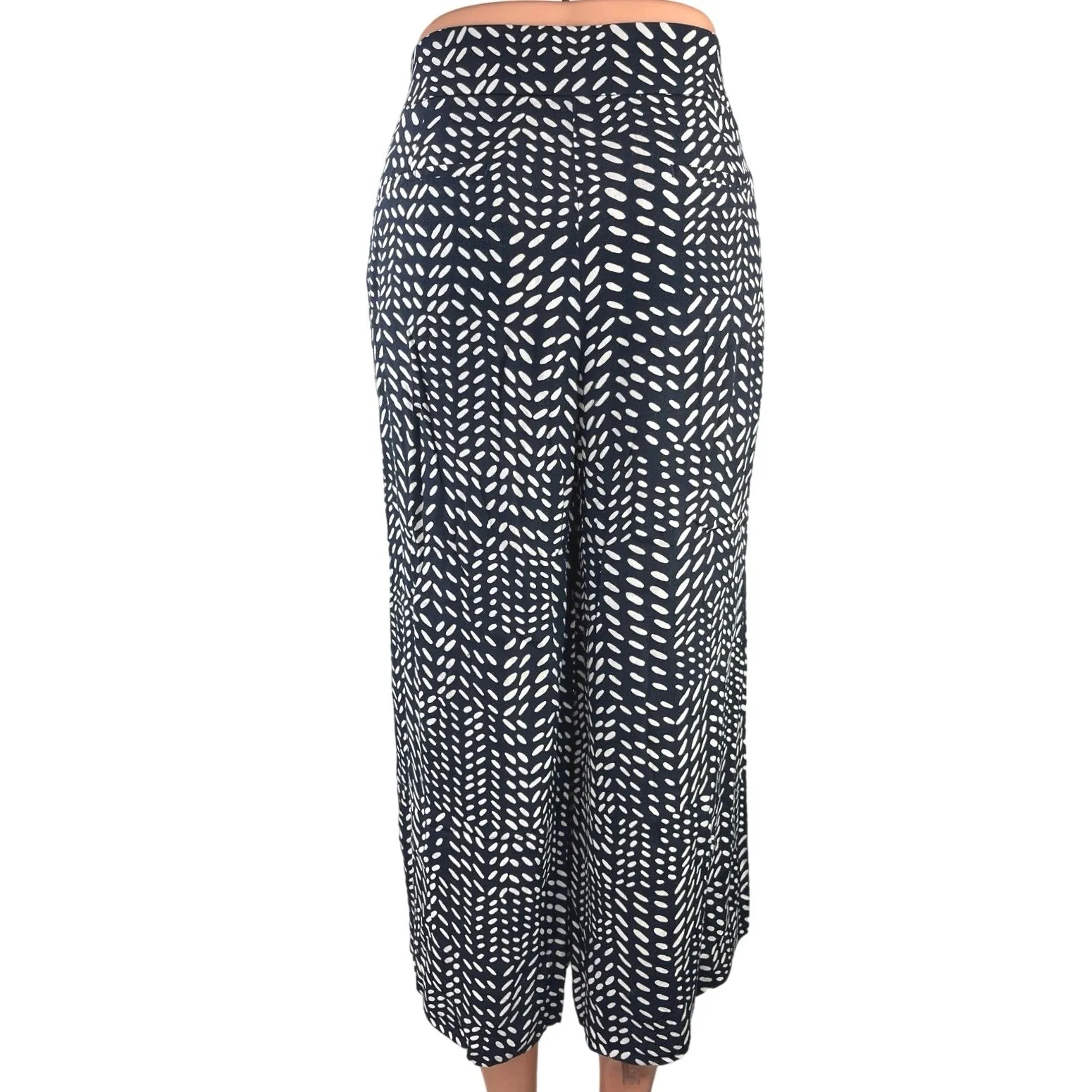 Ann Taylor LOFT Women's Black Geometric Print High Rise Cropped Wide Leg Pants 6