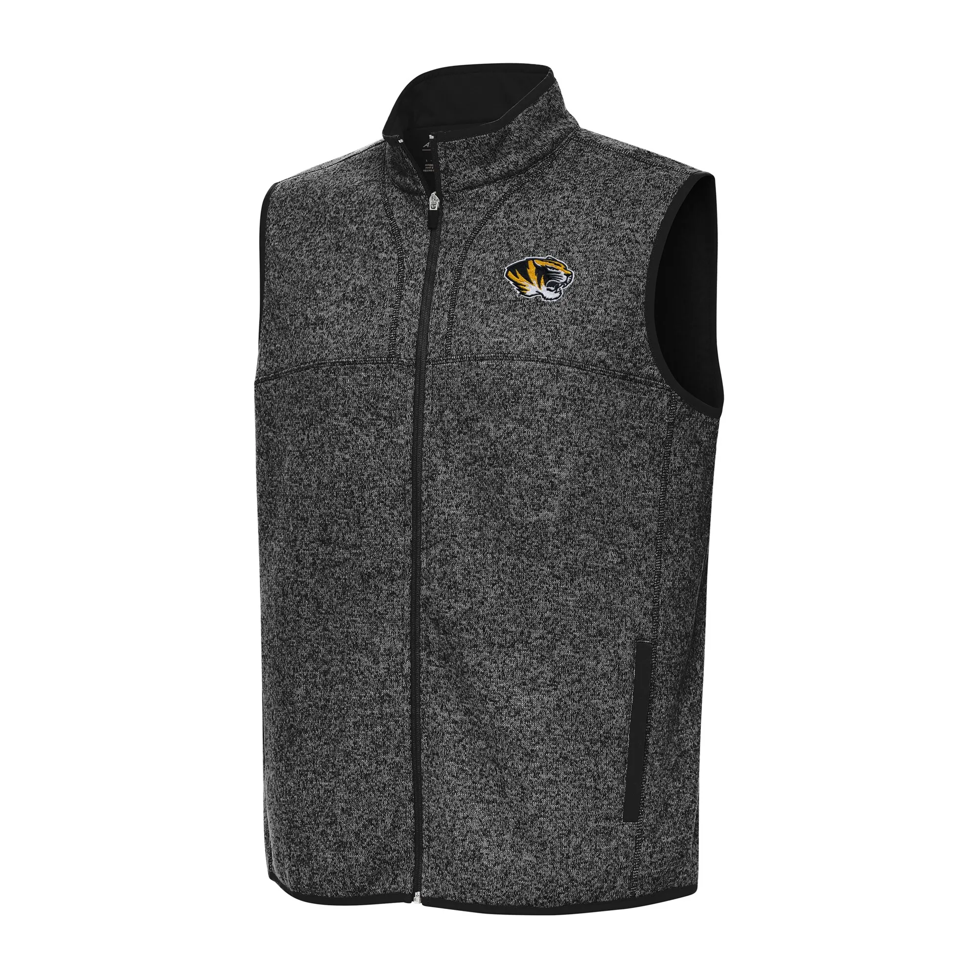 Antigua Missouri Tigers Heather Black Fortune Full-Zip Vest