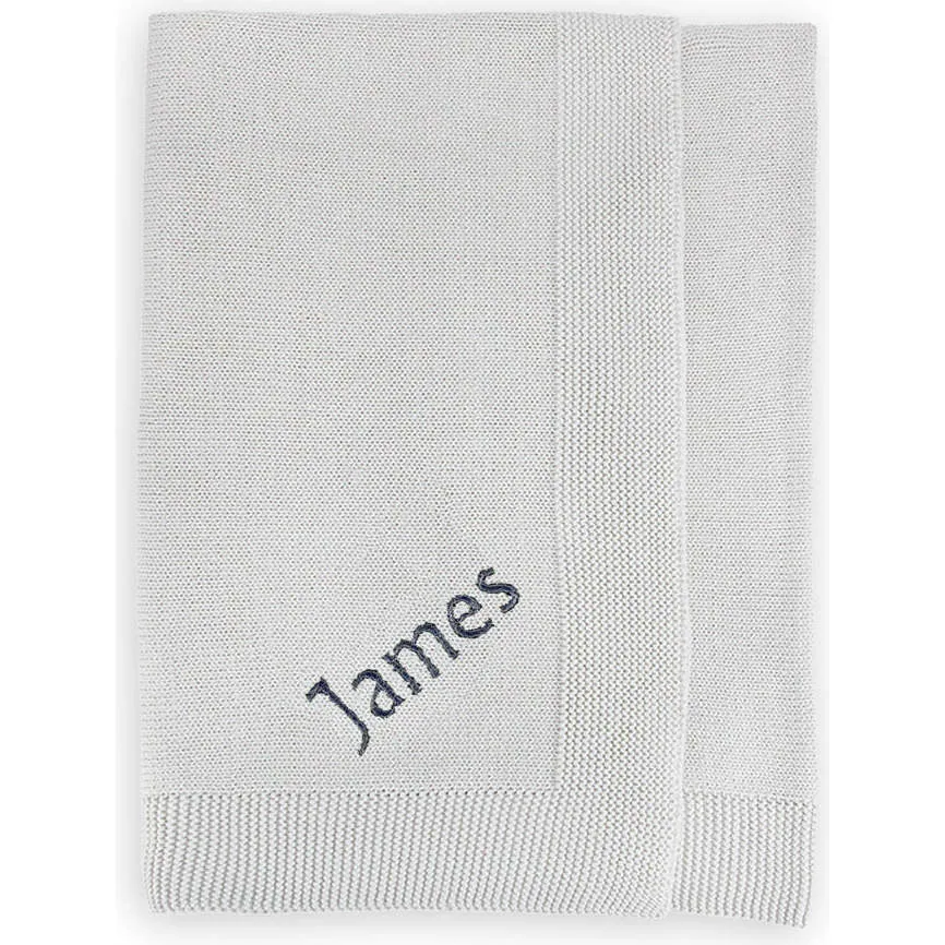 Babyblooms Personalized Knitted Baby Blanket, Grey