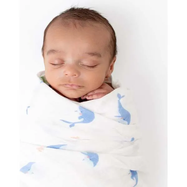 Bamboo Little Swaddle Blanket, Whale