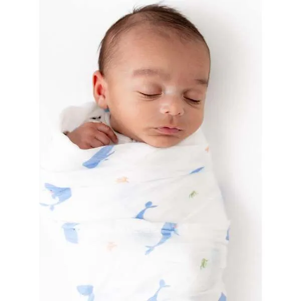 Bamboo Little Swaddle Blanket, Whale