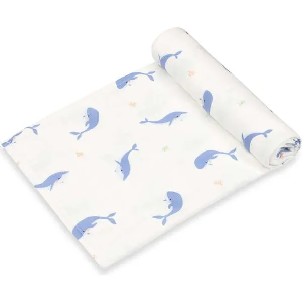 Bamboo Little Swaddle Blanket, Whale