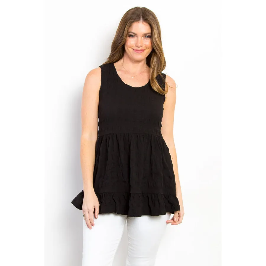 Be Stage Ruffled Sleeveless Babydoll Top