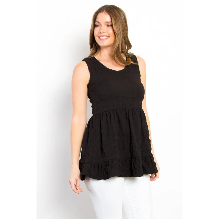 Be Stage Ruffled Sleeveless Babydoll Top