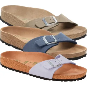 Birkenstock Madrid Soft Birki Vegan Slides Sandals Mules Grey Purple Blue