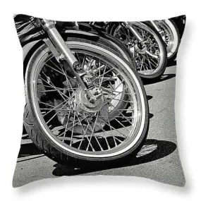 Black And White Motorcycles - Throw Pillow