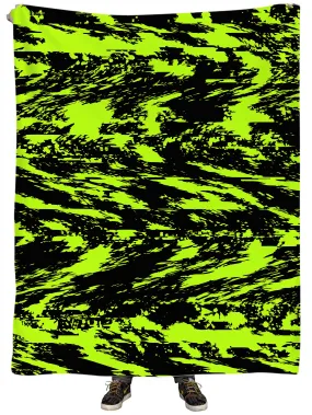 Black Lime Bolt Glitch Plush Blanket