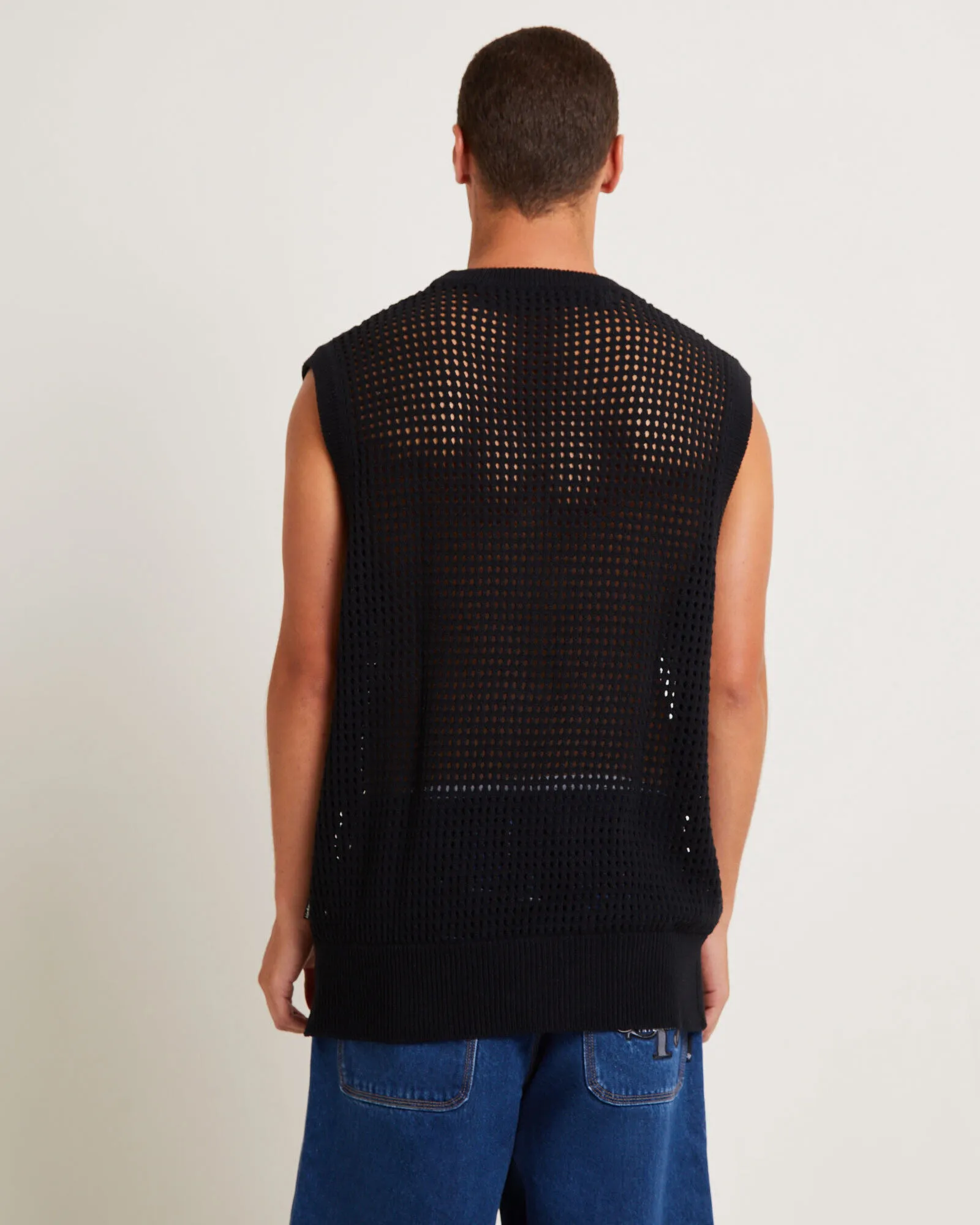 blacknoise/whiterain Lydo Net Knit Vest in Black