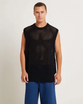 blacknoise/whiterain Lydo Net Knit Vest in Black