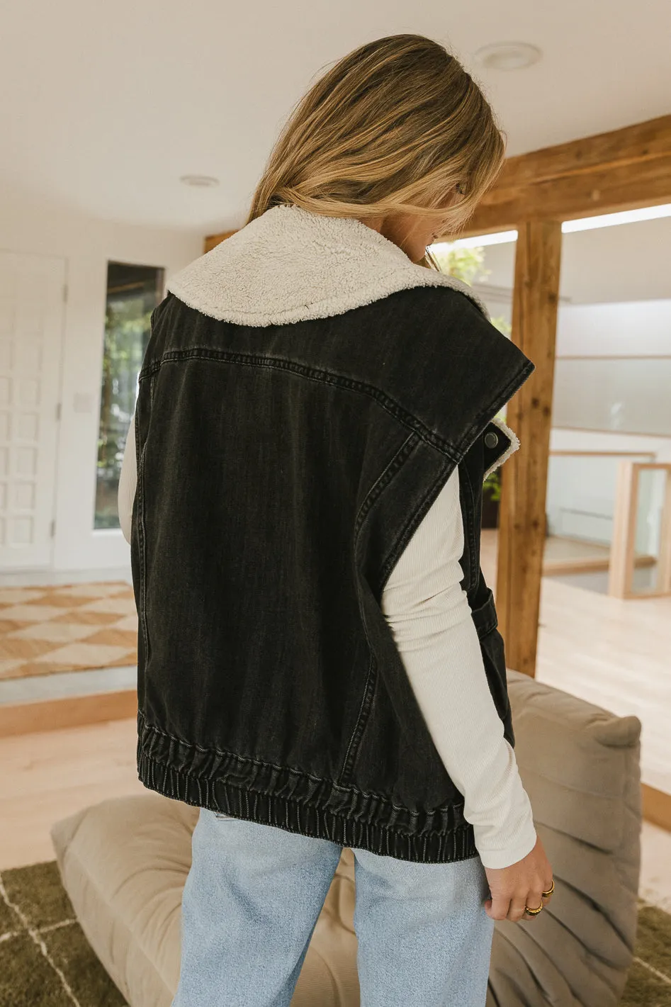 BlankNYC Denim Sherpa Lined Vest - FINAL SALE