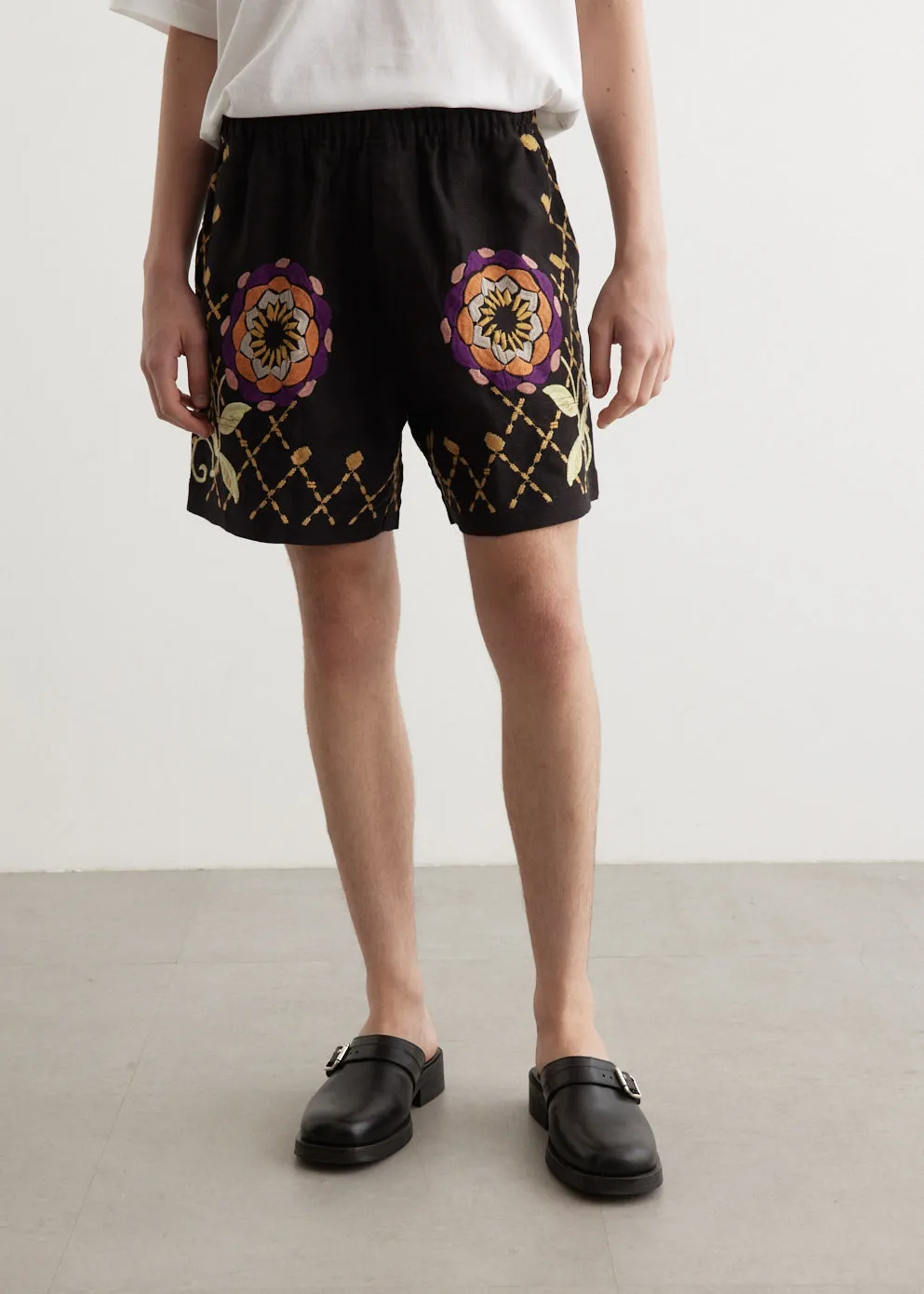 Bode -  Floral Pinwheel Shorts - Shorts