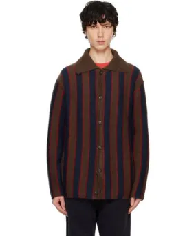 Bode Navy & Brown Mohair Stripe Cardigan