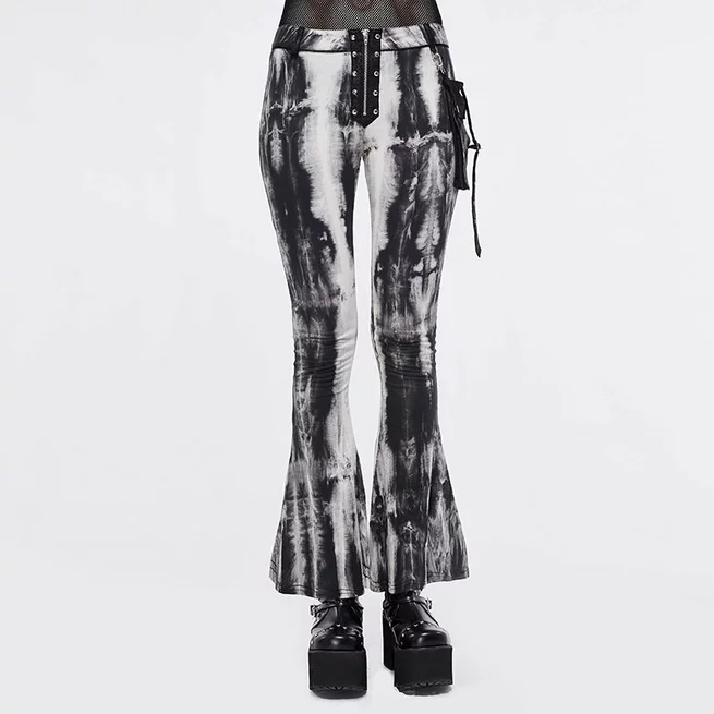 Boho Women's Tie & Dye Wide Leg Removable Side Pocket Pants With Zipper