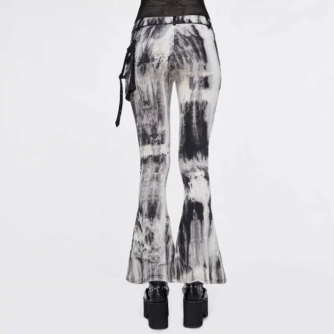 Boho Women's Tie & Dye Wide Leg Removable Side Pocket Pants With Zipper