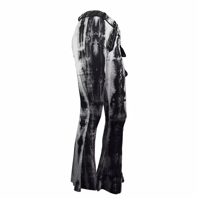 Boho Women's Tie & Dye Wide Leg Removable Side Pocket Pants With Zipper