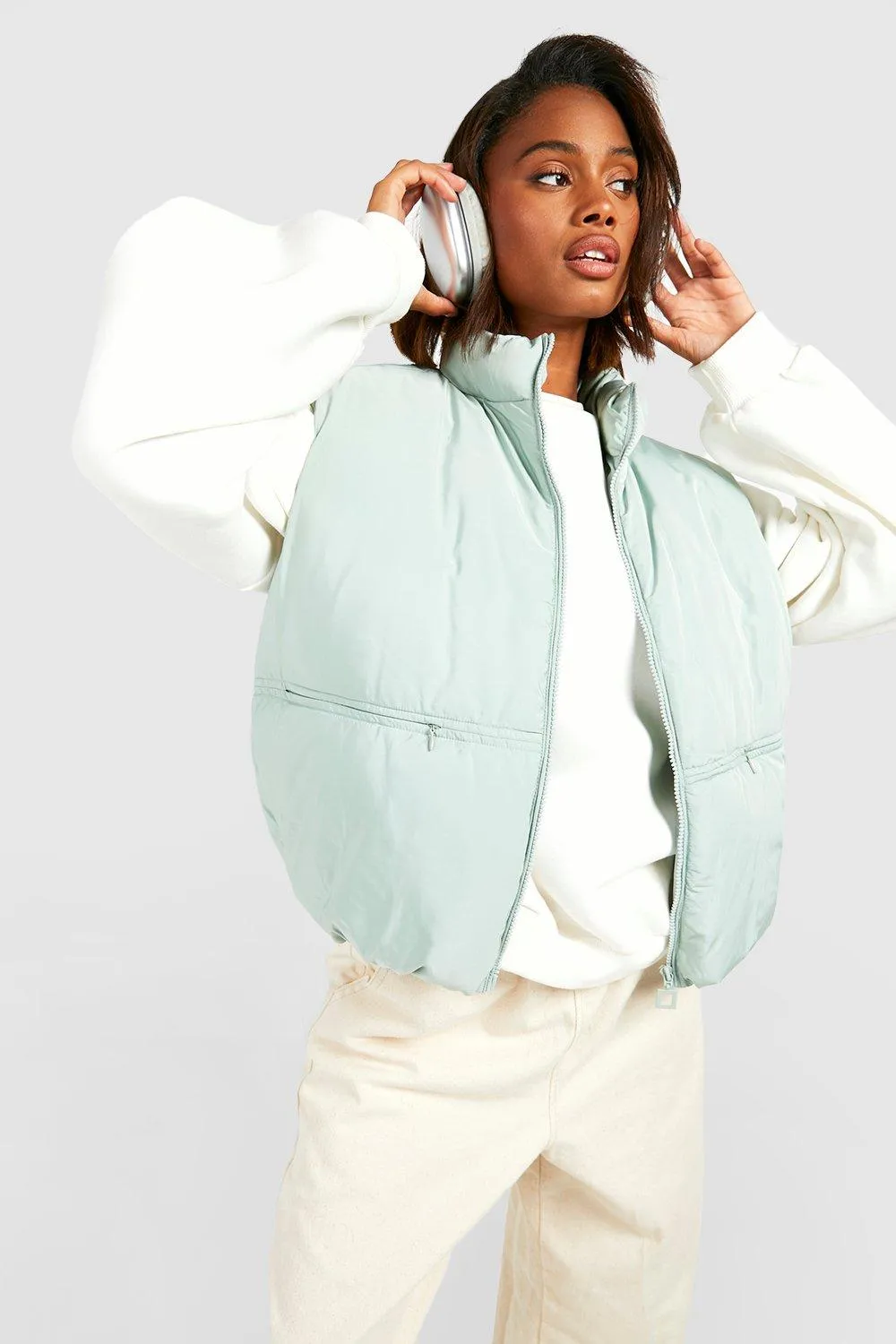 Bubble Hem Zip Vest