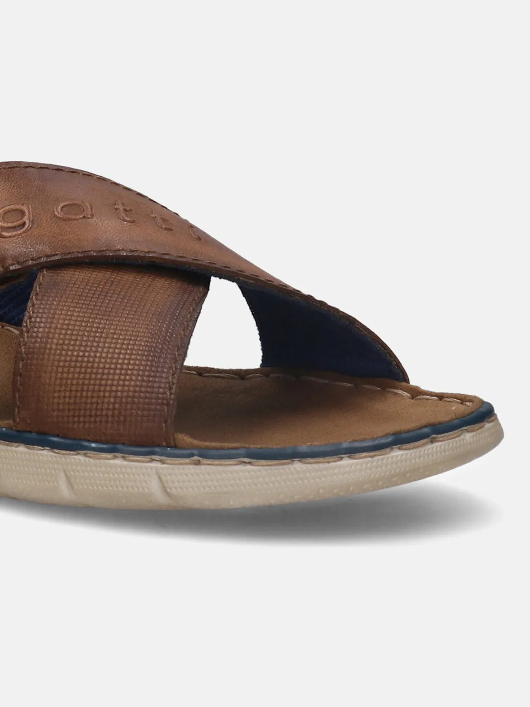 bugatti Cognac Cross Strap Sandals