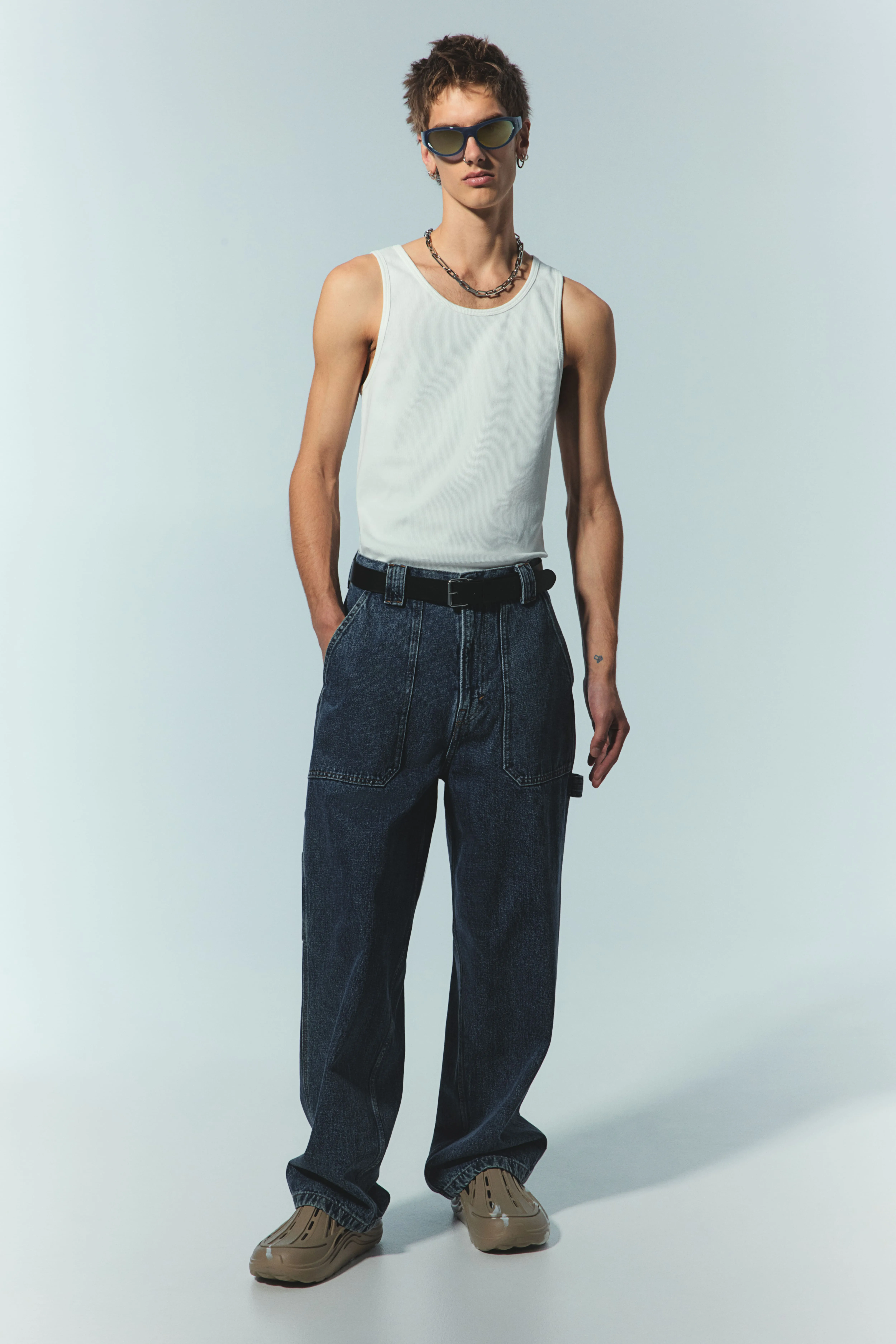 Carpenter Baggy Jeans - Regular waist - Long - Denim blue - Men | H&M GB