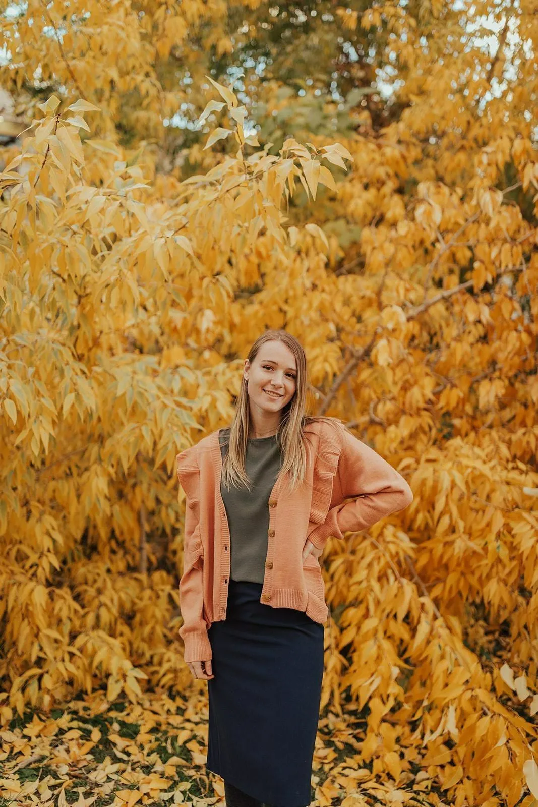 Claire Ruffled Cardigan Ginger