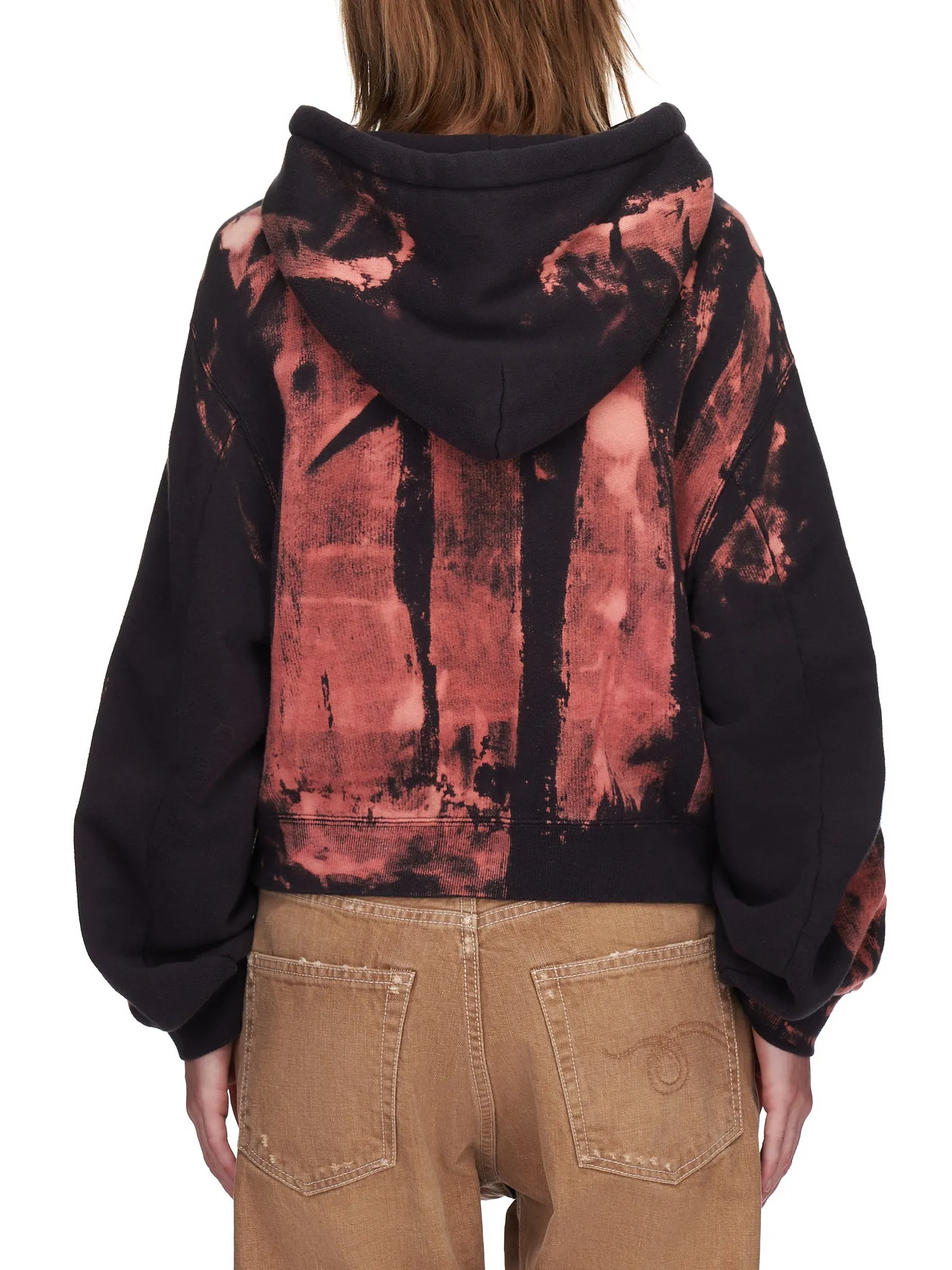 Clash Cropped Hoodie (R13W3622-BLEACHED-BLACK)