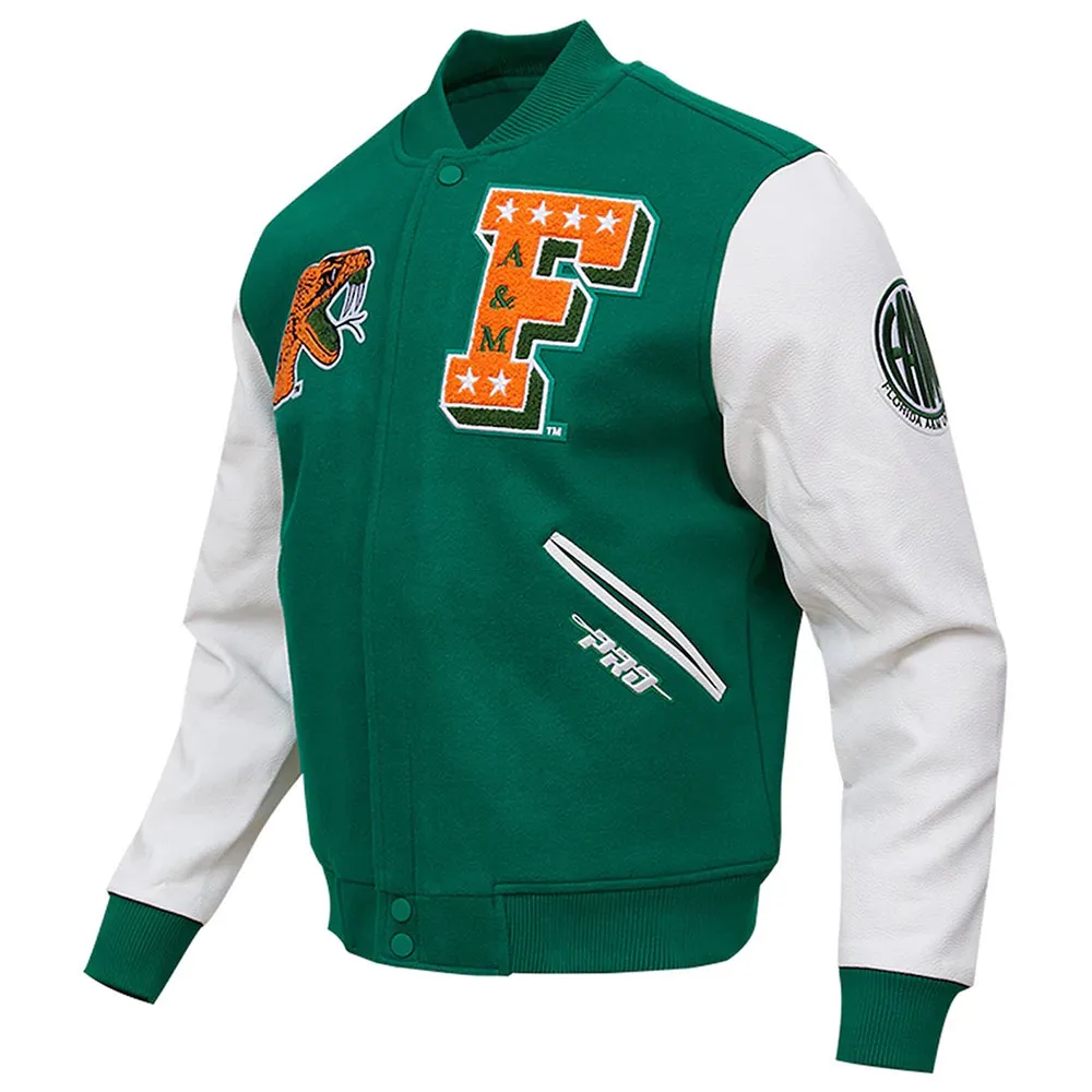 Classic Florida A&M Rattlers Varsity Green and White Jacket