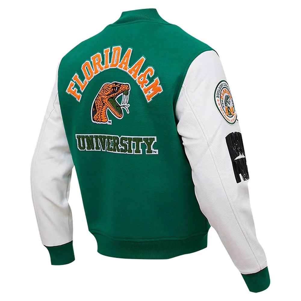 Classic Florida A&M Rattlers Varsity Green and White Jacket