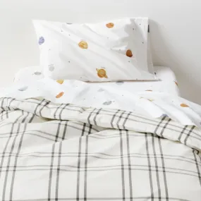 Crate&Barrel Stax Grey Yarn-Dyed Organic Cotton Toddler Duvet Cover