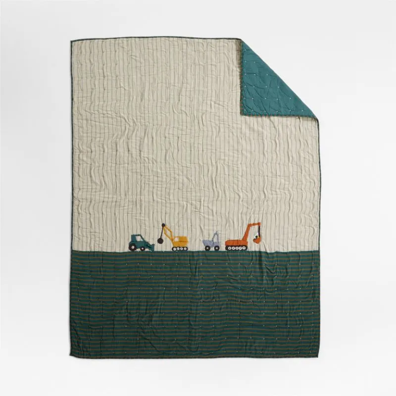 Crate&Barrel Stay Cool Modern Trucks Organic Cotton Kids Pillowcase