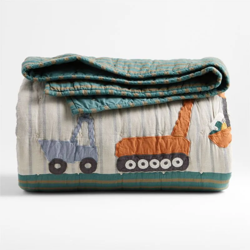 Crate&Barrel Stay Cool Modern Trucks Organic Cotton Kids Pillowcase