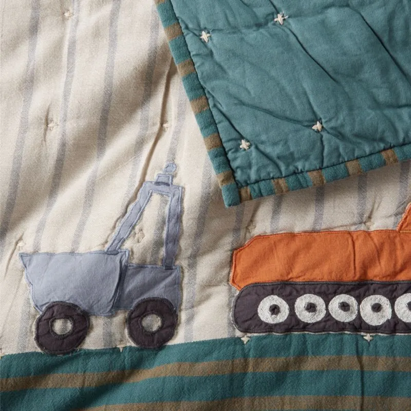 Crate&Barrel Stay Cool Modern Trucks Organic Cotton Kids Pillowcase