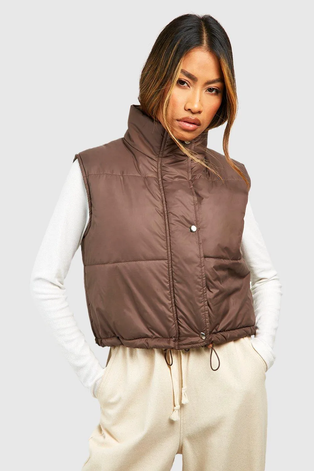 Crop Boxy Toggle Detail Vest