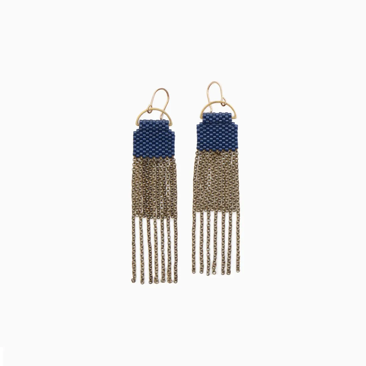 Curtain Earrings in Navy