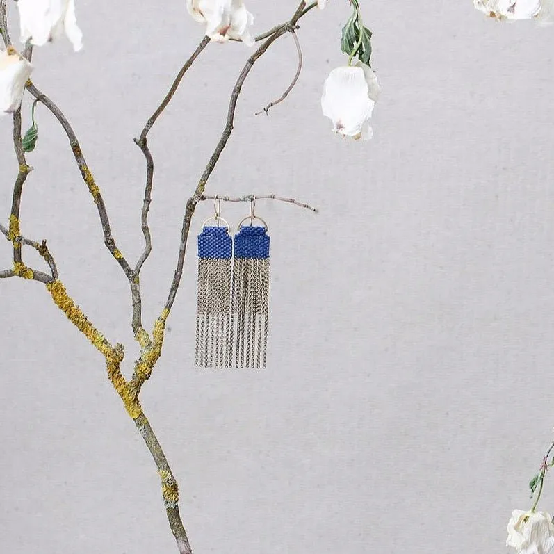 Curtain Earrings in Navy