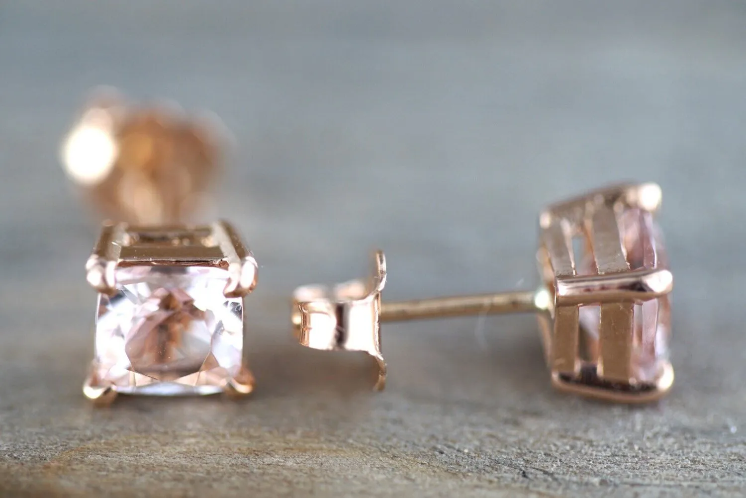 Cushion Morganite Studs 5mm