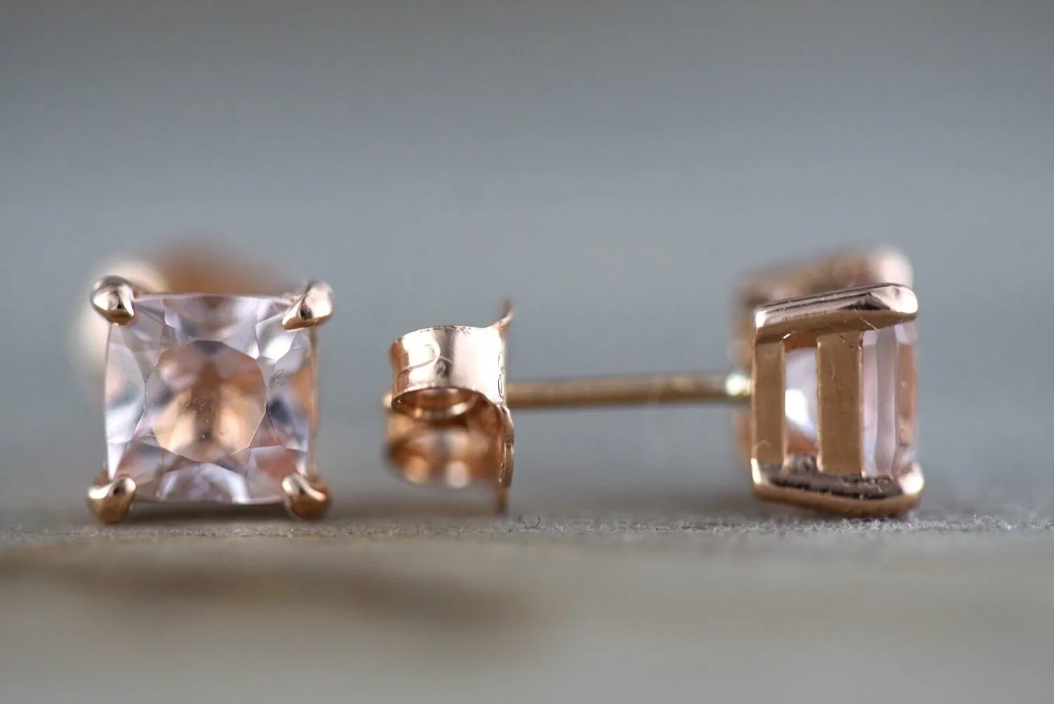 Cushion Morganite Studs 5mm