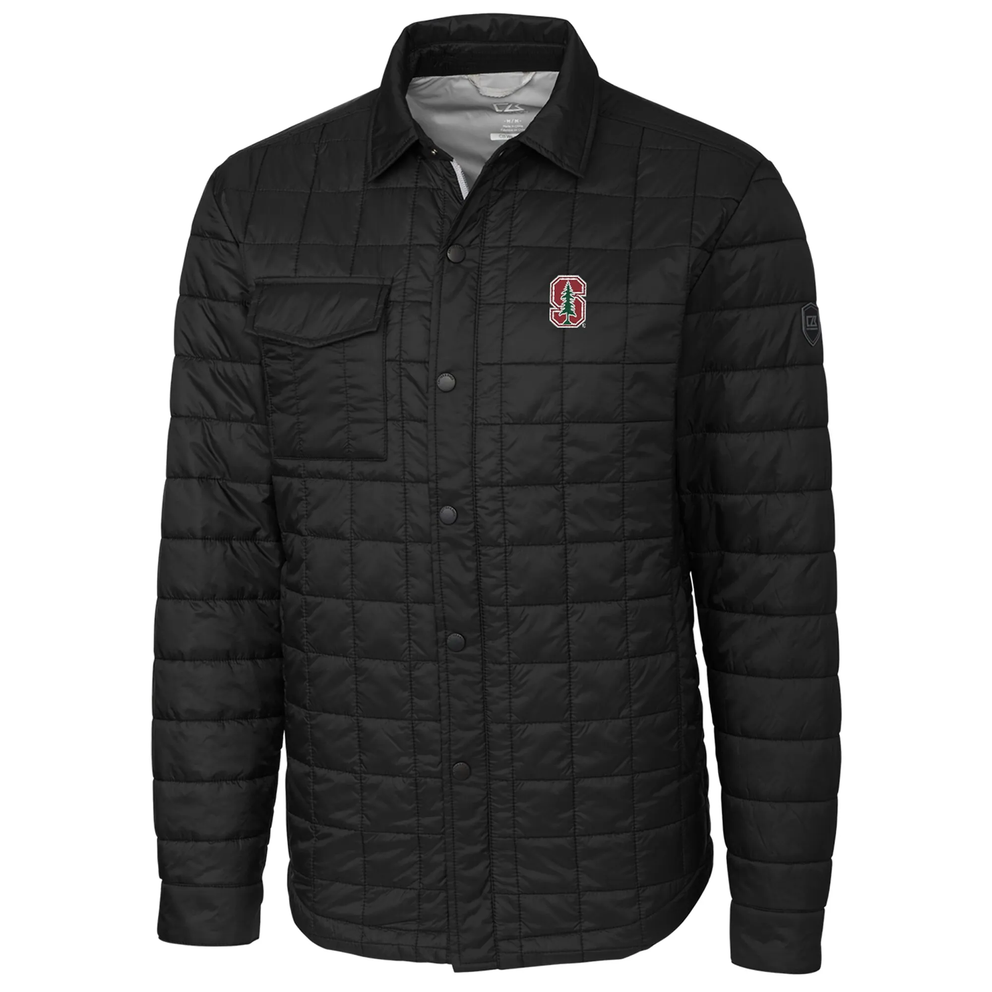 Cutter & Buck Stanford Cardinal Black Rainier Full-Snap Shirt Jacket